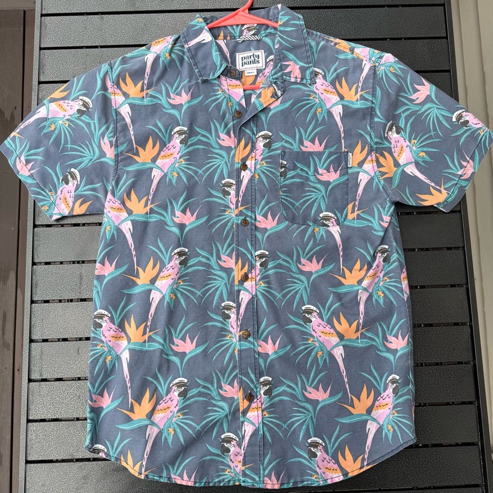 Party Parrot Men's Tropical Casual Shirt